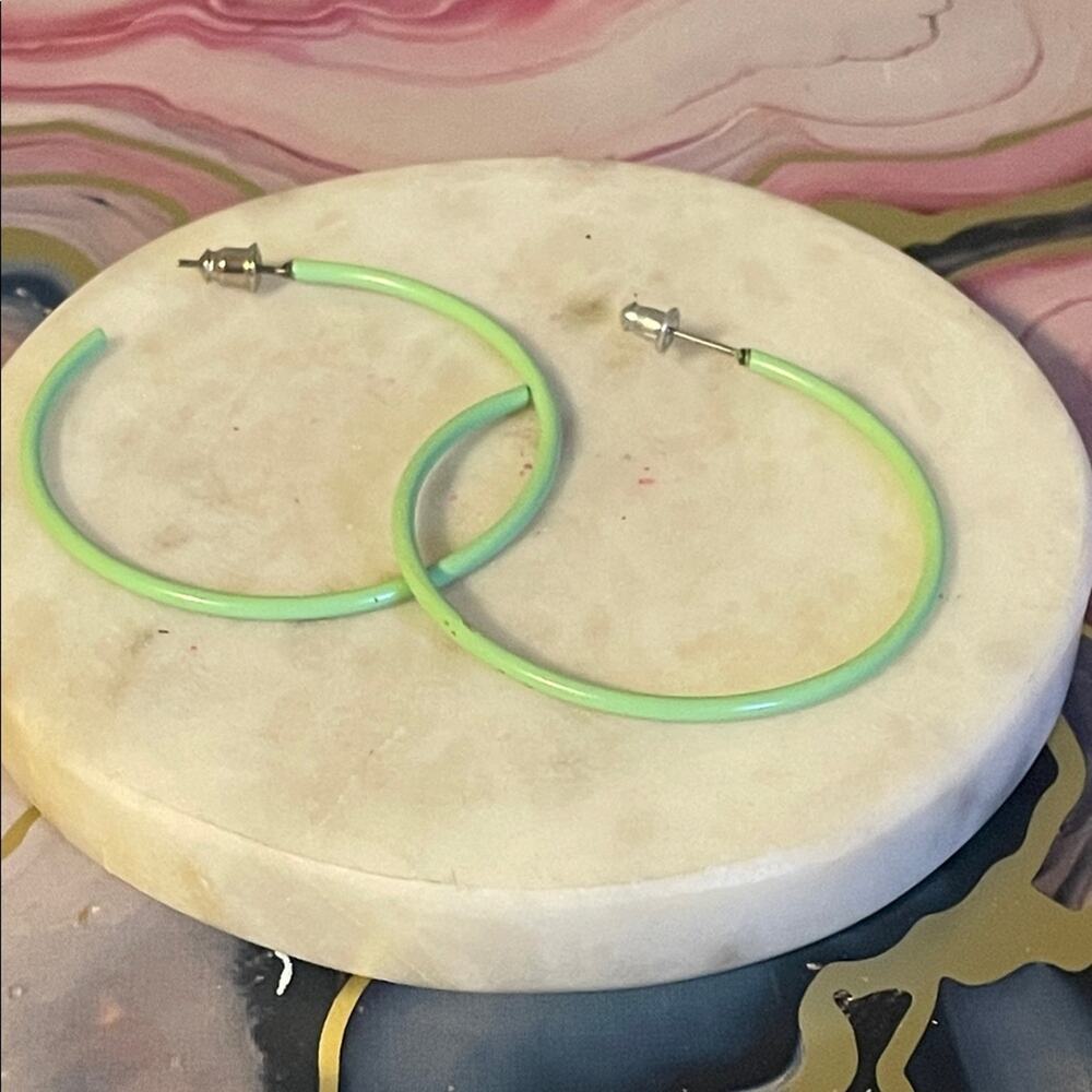 Green Hoop Earrings